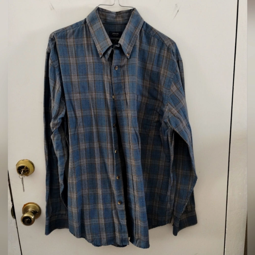 Arrow Men's Blue Plaid Shirt M 15 - 15½